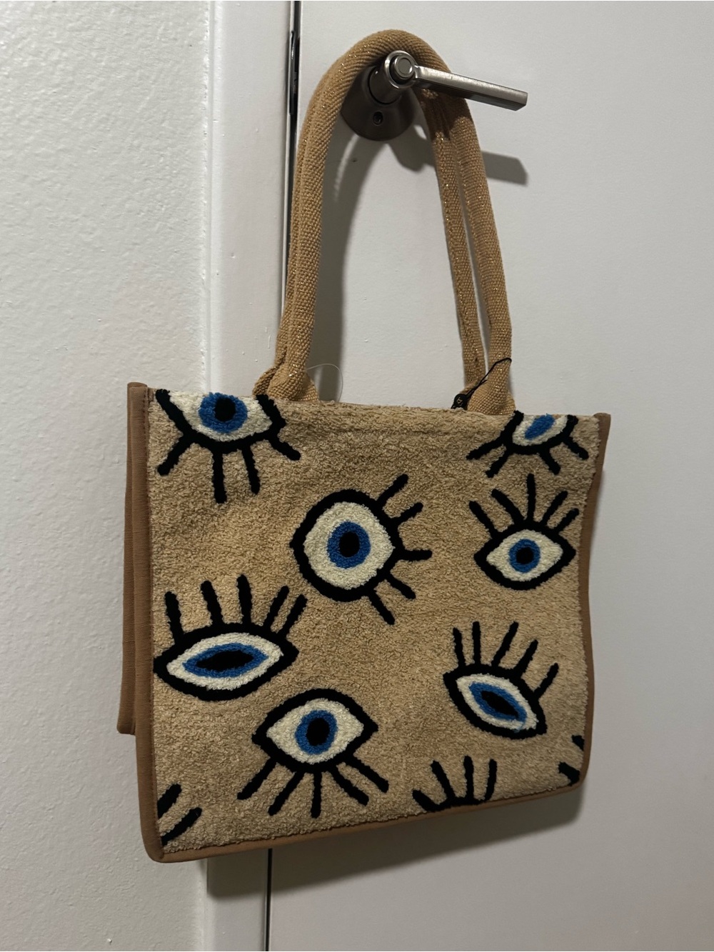 America and Beyond Evil Eye Whimsical Wonder Natural Tote NWT Large Tote Bag